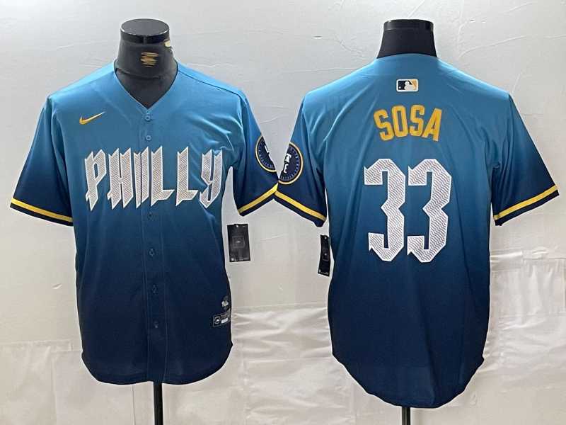 Mens Philadelphia Phillies #33 Edmundo Sosa Blue 2024 City Connect Limited Stitched Jersey->philadelphia phillies->MLB Jersey